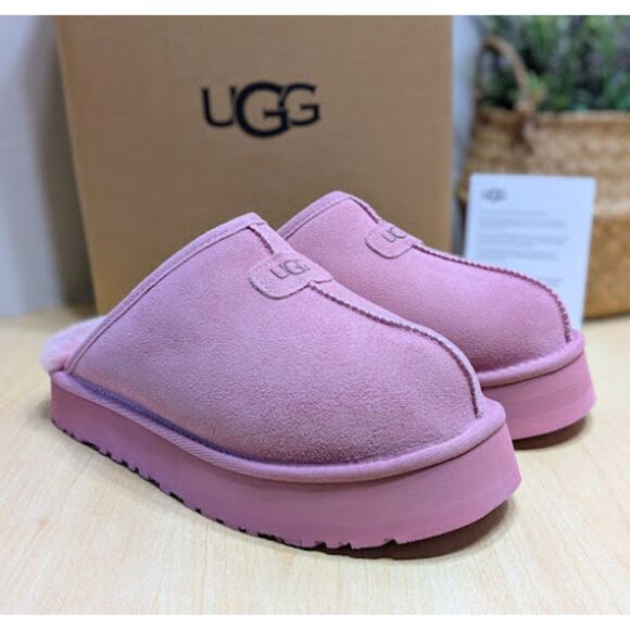 UGG Dusty Orchid Pink Discoquette Platform Suede Slide Slippers Women's 9 NIB - Picture 1 of 13